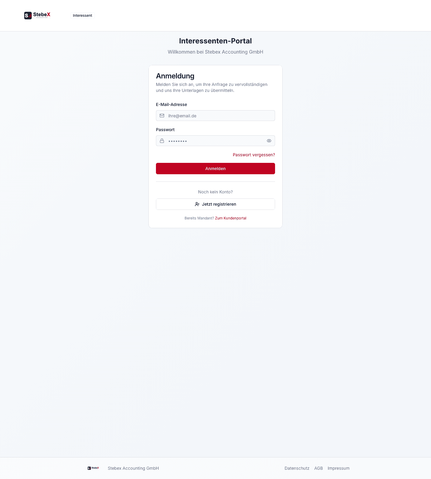 StebOS Interessenten-Portal — Onboarding-Raum
